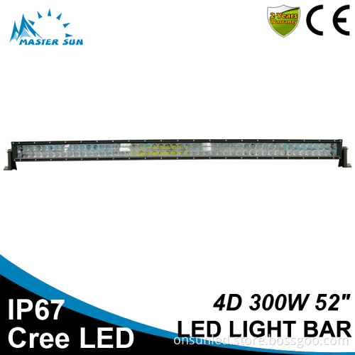 Waterproof 4D 52inch 300w led tractor work light car led light bar off road led light bar